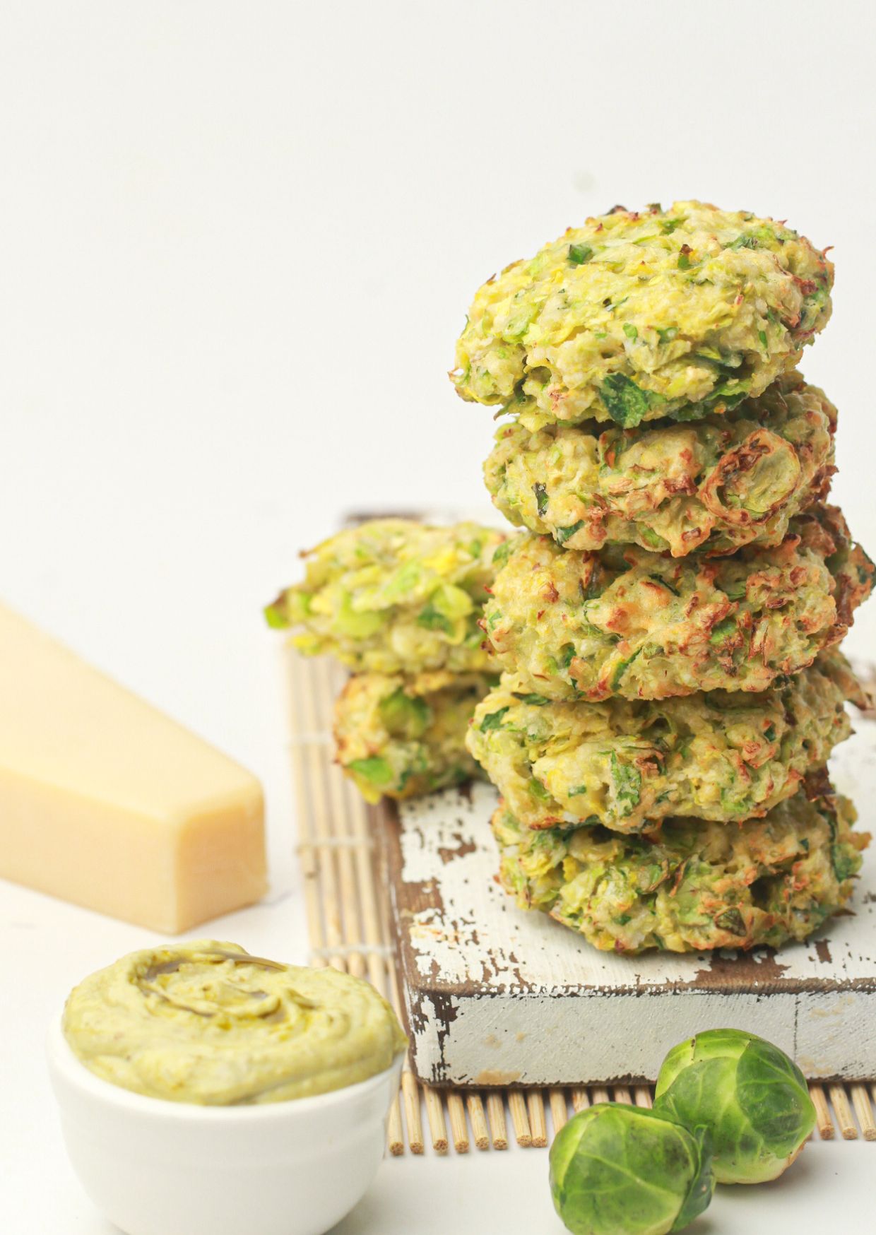 Air Fryer Brussels Sprouts Fritters with Pesto Aioli